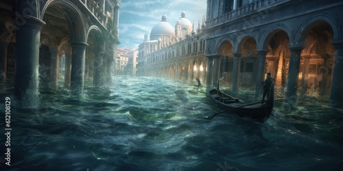 venice underwater city flooded after the flood generative ai