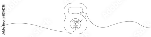 Sports kettlebell icon line continuous drawing vector. One line Sports kettlebell icon vector background. Sports equipment icon. Continuous outline of a kettlebell icon.