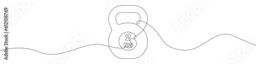 Sports kettlebell icon line continuous drawing vector. One line Sports kettlebell icon vector background. Sports equipment icon. Continuous outline of a kettlebell icon.