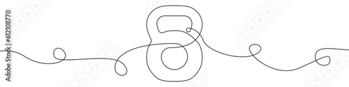 Sports kettlebell icon line continuous drawing vector. One line Sports kettlebell icon vector background. Sports equipment icon. Continuous outline of a kettlebell icon.