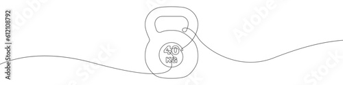 Sports kettlebell icon line continuous drawing vector. One line Sports kettlebell icon vector background. Sports equipment icon. Continuous outline of a kettlebell icon.