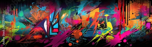 graffiti wall banner abstract background, Generative Ai not real photo, idea for artistic pop art background backdrop