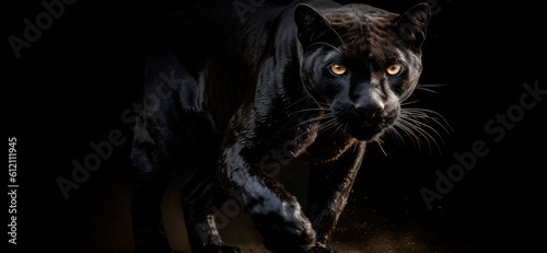Black Panther. Elegant Black Panther in the Jungle. Ai Generated Art.