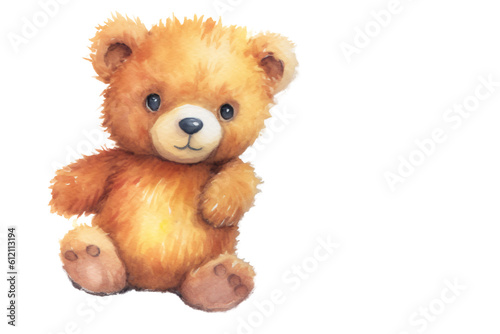  cute teddy bear body sitting in watercolor design isolated on transparent background © bmf-foto.de