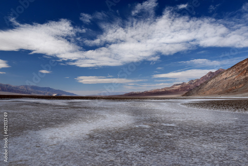 Saltsee and Badwater basin in Death Valley  California  USA.Badwater Basin is the lowest point in the US.