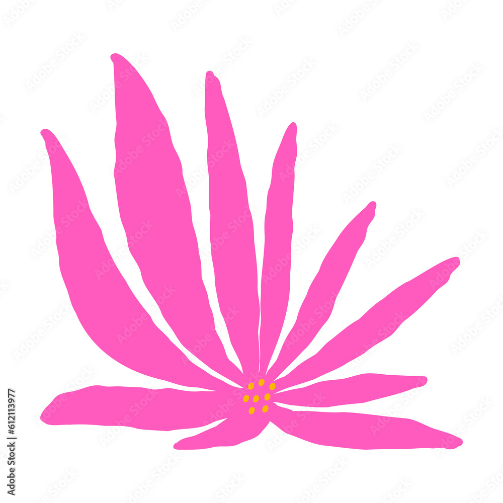 curvy flower in retro hippie style. Aesthetic flowers in the style of Matisse