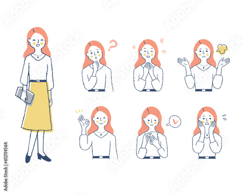 女性の表情　バリーエーションセット