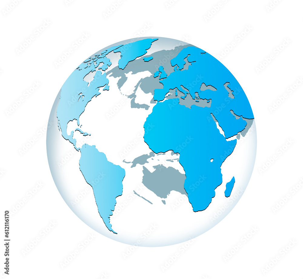 World map and globe isolated on white background World map and globe isolated on white background
