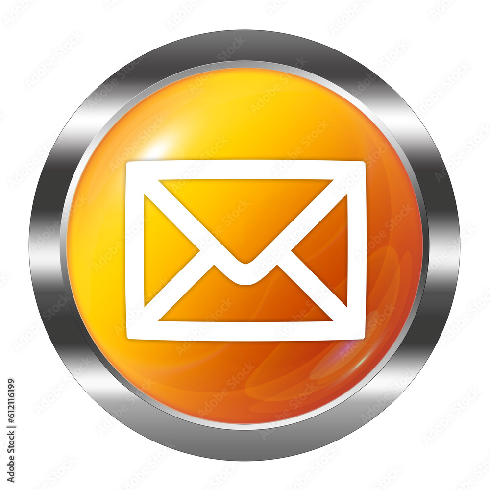 Glossy mail icon button isolated over white background Glossy mail icon button isolated over white background