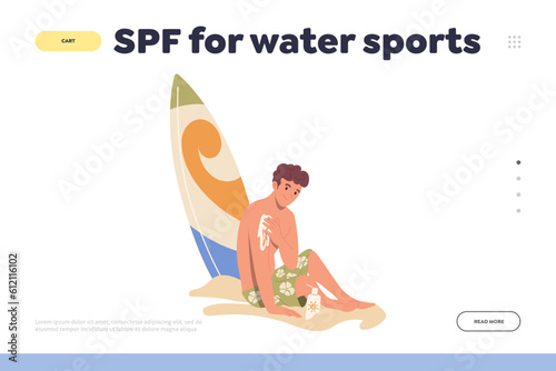 SPF for water sport concept for landing page design template offering best cosmetics product