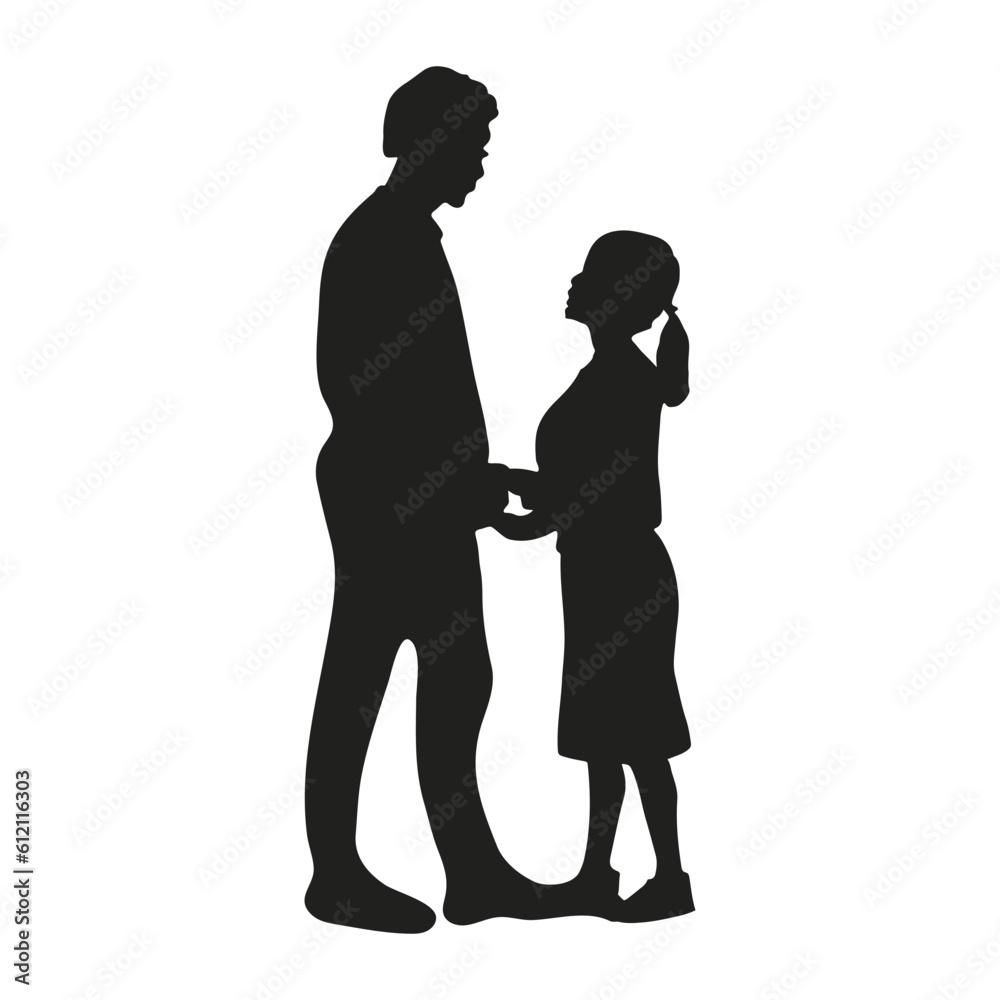 He is the only girl child with his father's silhouette illustration