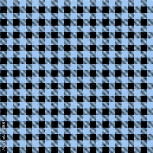 Black blue gingham seamless pattern. Blue background texture. Checked tweed plaid repeating wallpaper. Fabric design.