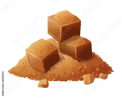 Sweet brown sugar cubes cartoon design