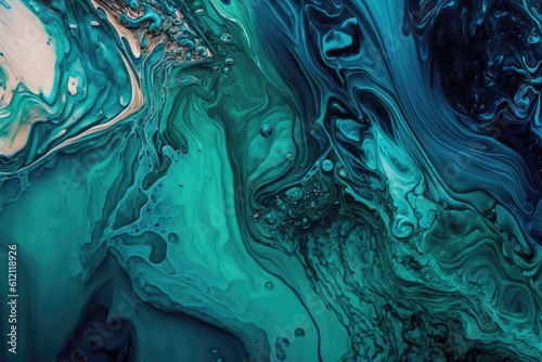 abstract painting with blue and green color palette. Generative AI