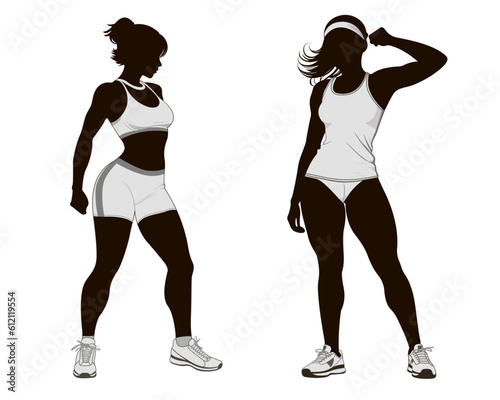 Women Fitness Silhouette Strong Athletic Pose