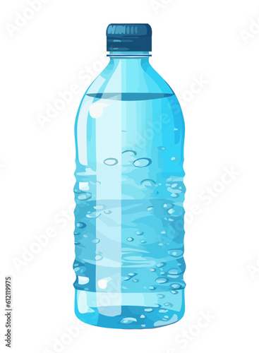 Pure, refreshing drinking water in blue plastic bottle