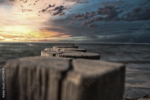 Fototapeta Naklejka Na Ścianę i Meble -  Sunset on the Baltic Sea beach 