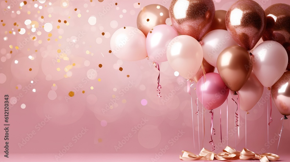 Beautiful pink background for happy birthday design with balloons and ...