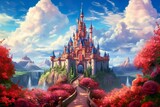 Fairytale castle in a fantasy land, generative ai