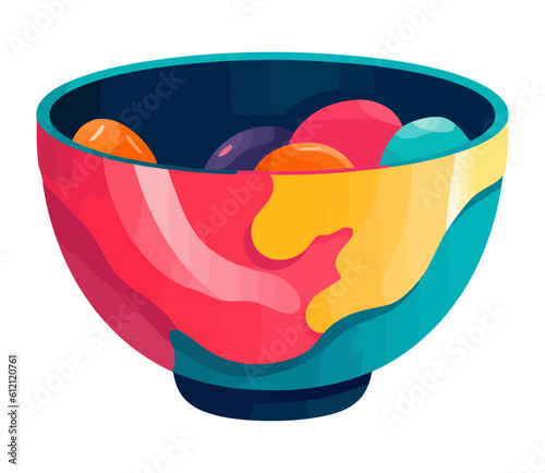 Fun meal with colored crockery