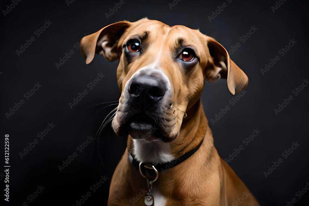Great Dane dog on black background