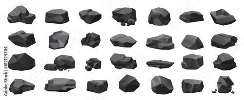 Photographie Black coal set vector illustration