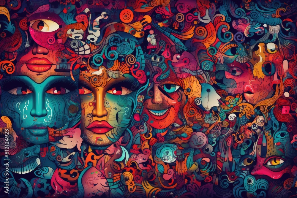 Colorful doodle art Generative AI