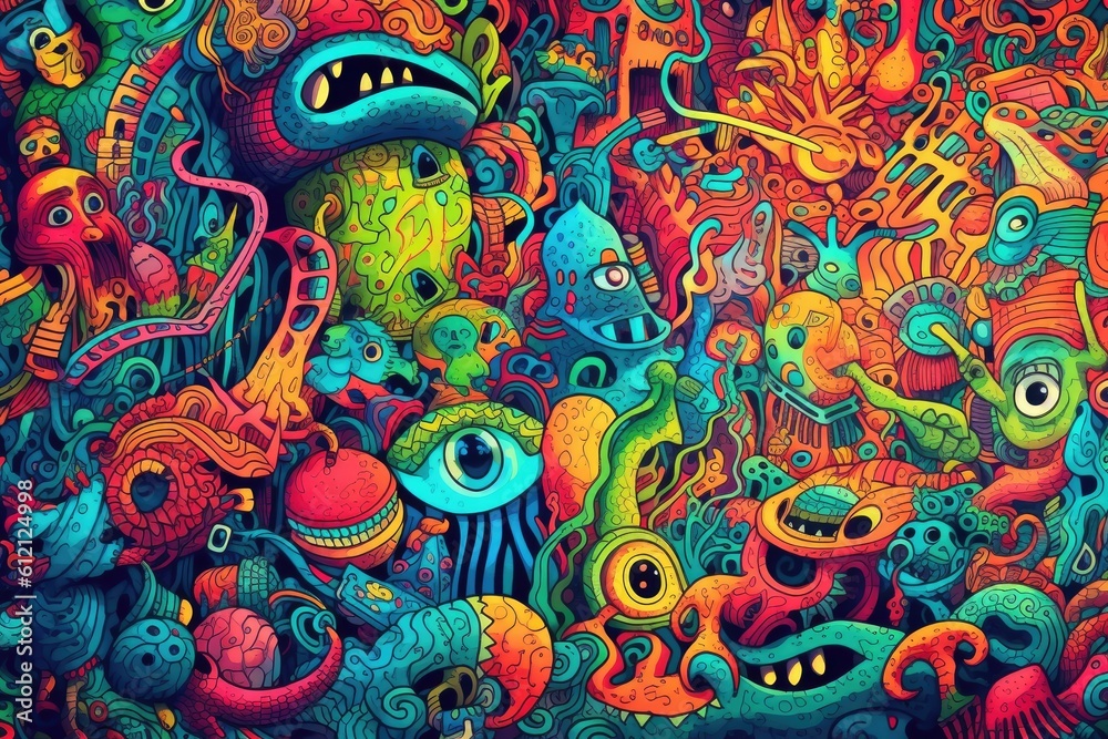 Colorful doodle art Generative AI Colorful doodle art Generative AI