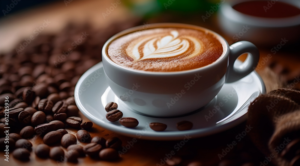 Fototapeta premium Cup of Coffee with Milk Generative by AI