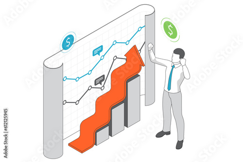 Isometric Business to Business Marketing, business analysis, analytics, research, strategy statistic, planning, marketing