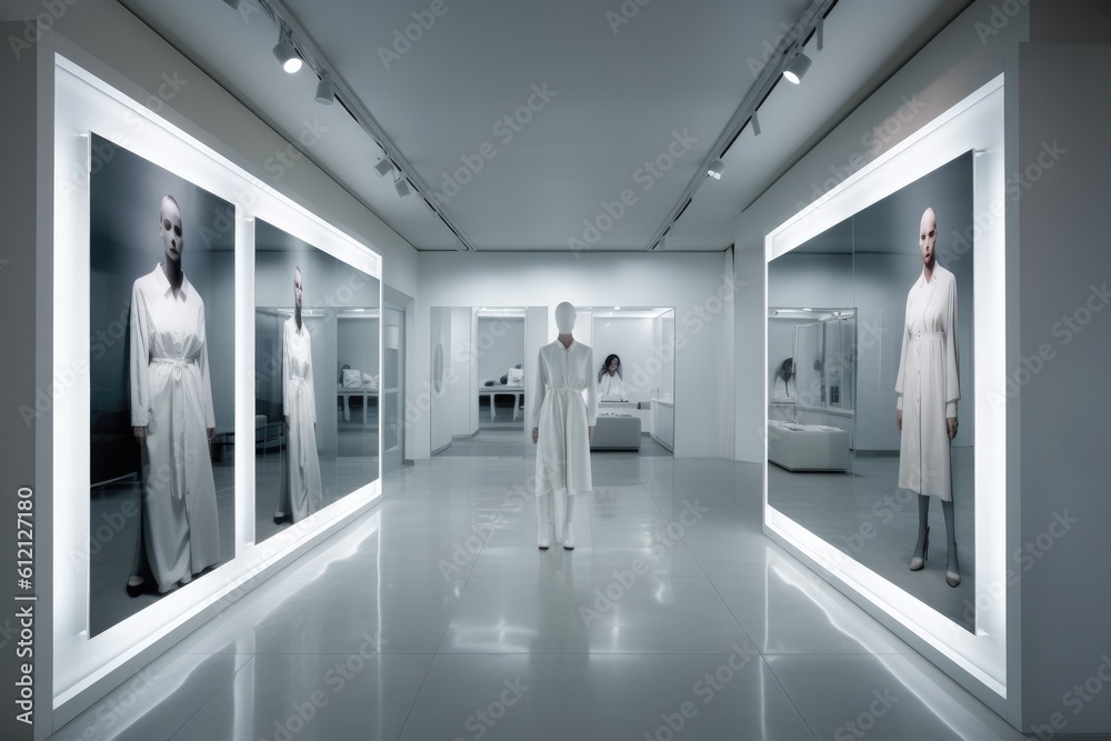 Fashion modern store interior, luxury boutique, Generative ai