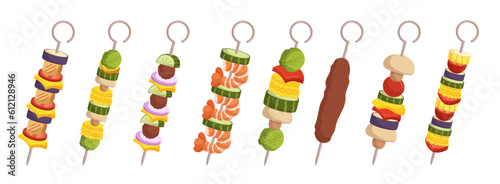 Assorted Kebab Selection Featuring Grilled Juicy Chicken, Tender Beef, Succulent Lamb, And Flavorful Vegetable Skewers