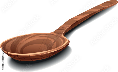wooden spoon. realistic texture of natural wood. Vector graphics of a spoon.