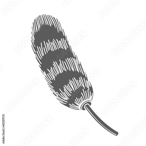 Dust brush glyph icon vector illustration. Stamp of duster tool for cleaning household from dust and dirt, domestic equipment with soft feathers and plastic handle for hand of housewife or maid