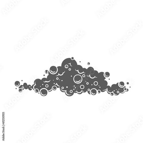 Detergent foam bubbles glyph icon vector illustration. Stamp of soapy lather of cleanser product to wash dishes, clean dirty surfaces with bubbles effect, shampoo or soap suds for cleanliness