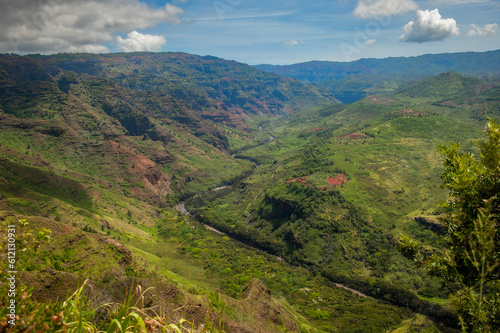 Waimea Canyon, also known as the Grand Canyon of the Pacific. Is a large canyon, approximately ten miles long and up to 3,000 feet deep, located on the western side of Kauaʻi in the Hawaiian Islands. © LoweStock