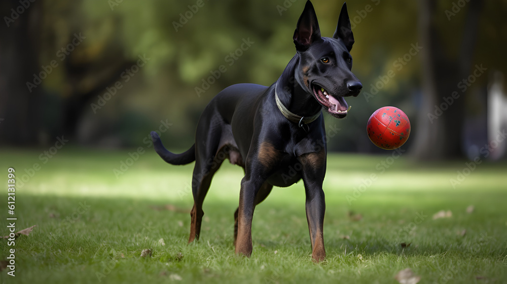 dog playing with ball in the park, dog playing, dog playing in the park, dog with a ball - Generative AI dog playing with ball in the park, dog playing, dog playing in the park, dog with a ball - Generative AI