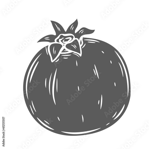 Whole pomegranate glyph icon vector illustration. Stamp of natural fresh fruit with peel, ripe healthy organic grenadine of tropical farm garden harvest, pomegranate exotic product of supermarket