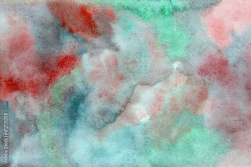 Green blue-red watercolor background texture © Tatyana Olina