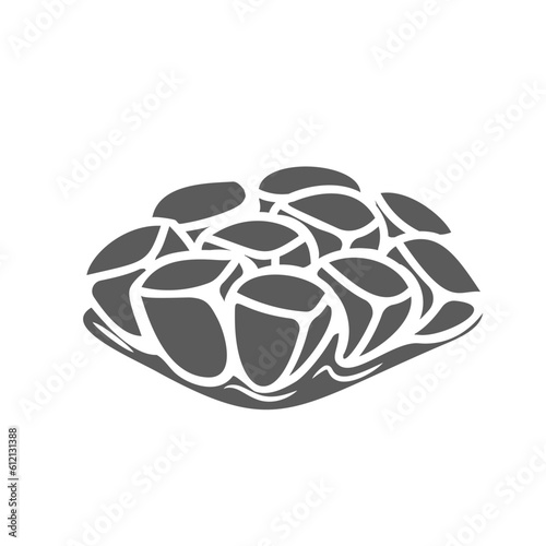 Pomegranate slice glyph icon vector illustration. Stamp of small piece of garnet fruit with juicy ripe seeds on peel, fresh antioxidant granate chunk, exotic natural section of pomegranate for eating