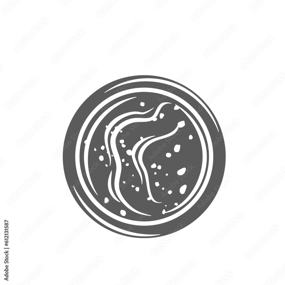 Hot chili sauce in bowl, top view glyph icon vector illustration. Stamp of small cup with sweet chilli pepper dip with texture, pesto or avocado salsa, tzatziki summer sauce on plate for eating Hot chili sauce in bowl, top view glyph icon vector illustration. Stamp of small cup with sweet chilli pepper dip with texture, pesto or avocado salsa, tzatziki summer sauce on plate for eating