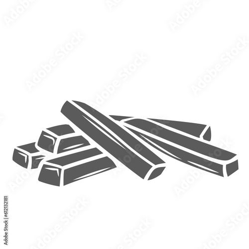 Sweet potato slices glyph icon vector illustration. Stamp of raw vegetable cut sticks and julienne pieces pile for cooking French fries, frozen or fresh uncooked straws of sliced organic potato