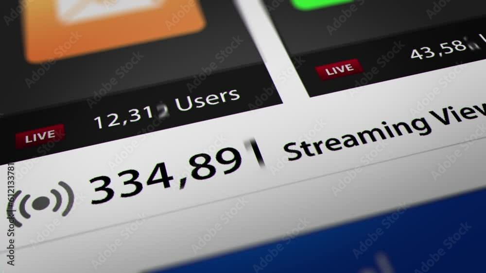 Animated Number of Streaming Views.  Fictitious Data Created Exclusively for This Concept Footage
