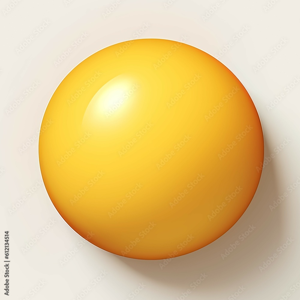 Yellow circle on white background. Simple 3d sun icon.