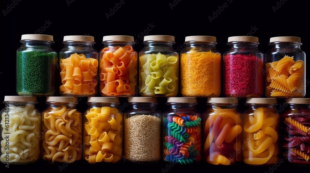 Different colored pasta in cans Different colored pasta in cans