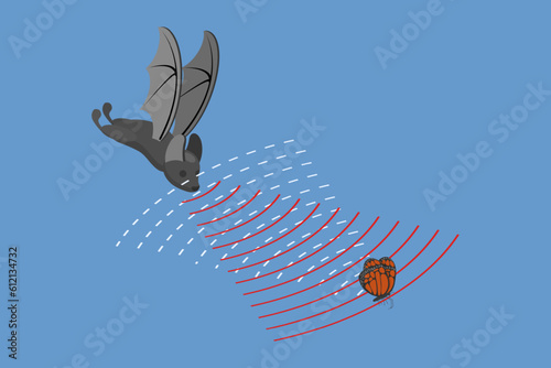 3D Isometric Flat Vector Conceptual Illustration of Echolocation, Sound Waves Reflecting