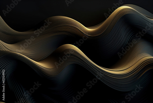 Dynamic Flow: Embracing the Modernity of Black Wave Patterns in a Striking Design, ai generative