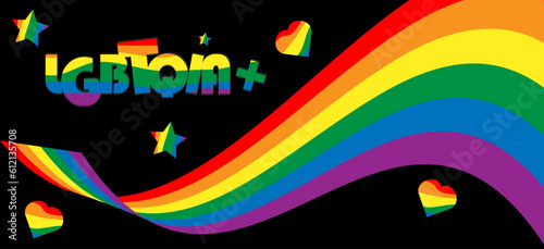 LGBT ILLUSTRATION BLACK BACKGROUND WITH RAINBOW
