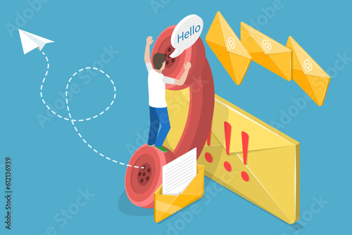 3D Isometric Flat Vector Conceptual Illustration of Customer Call, Phone Client Support Service