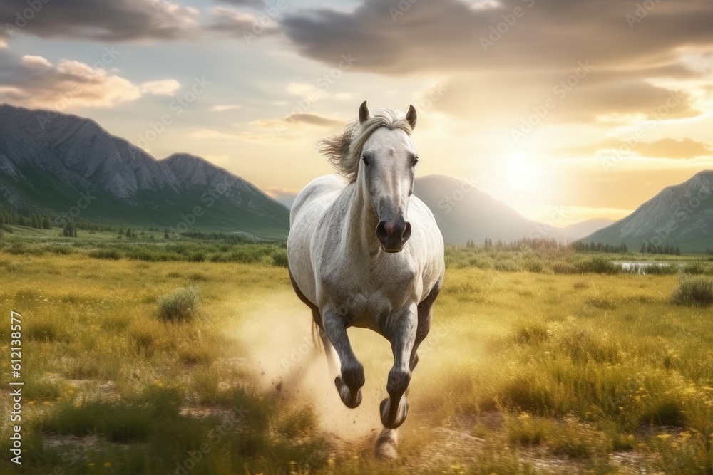 Horses Galloping Through a Sunflower Field Horses Galloping Through a Sunflower Field